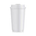 Tall paper coffee cup with lid isolated